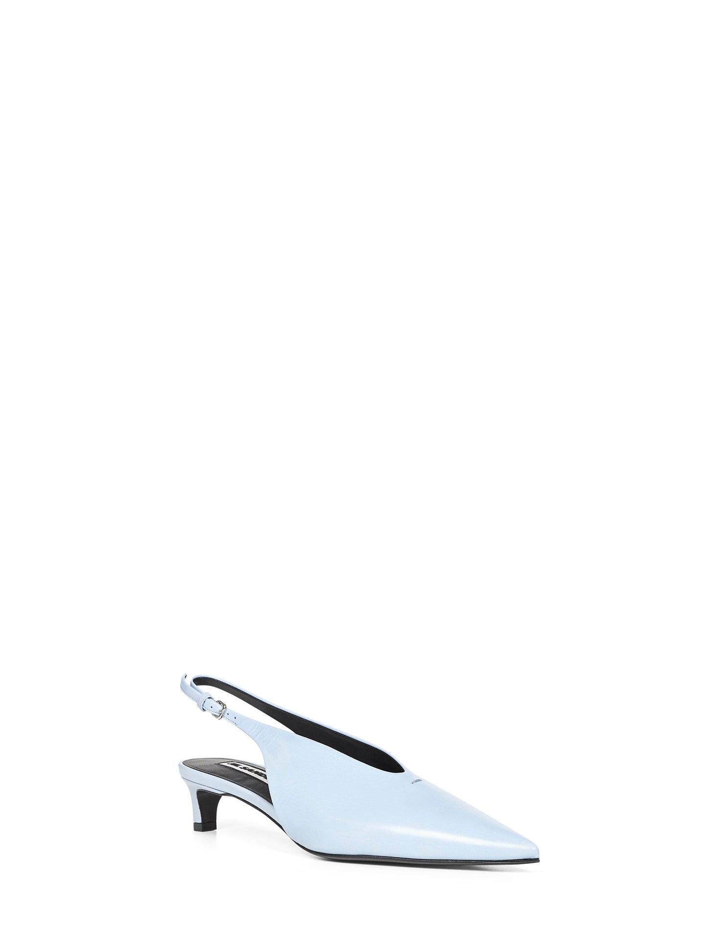 Décolleté slingback a punta in pelle azzurro polvere