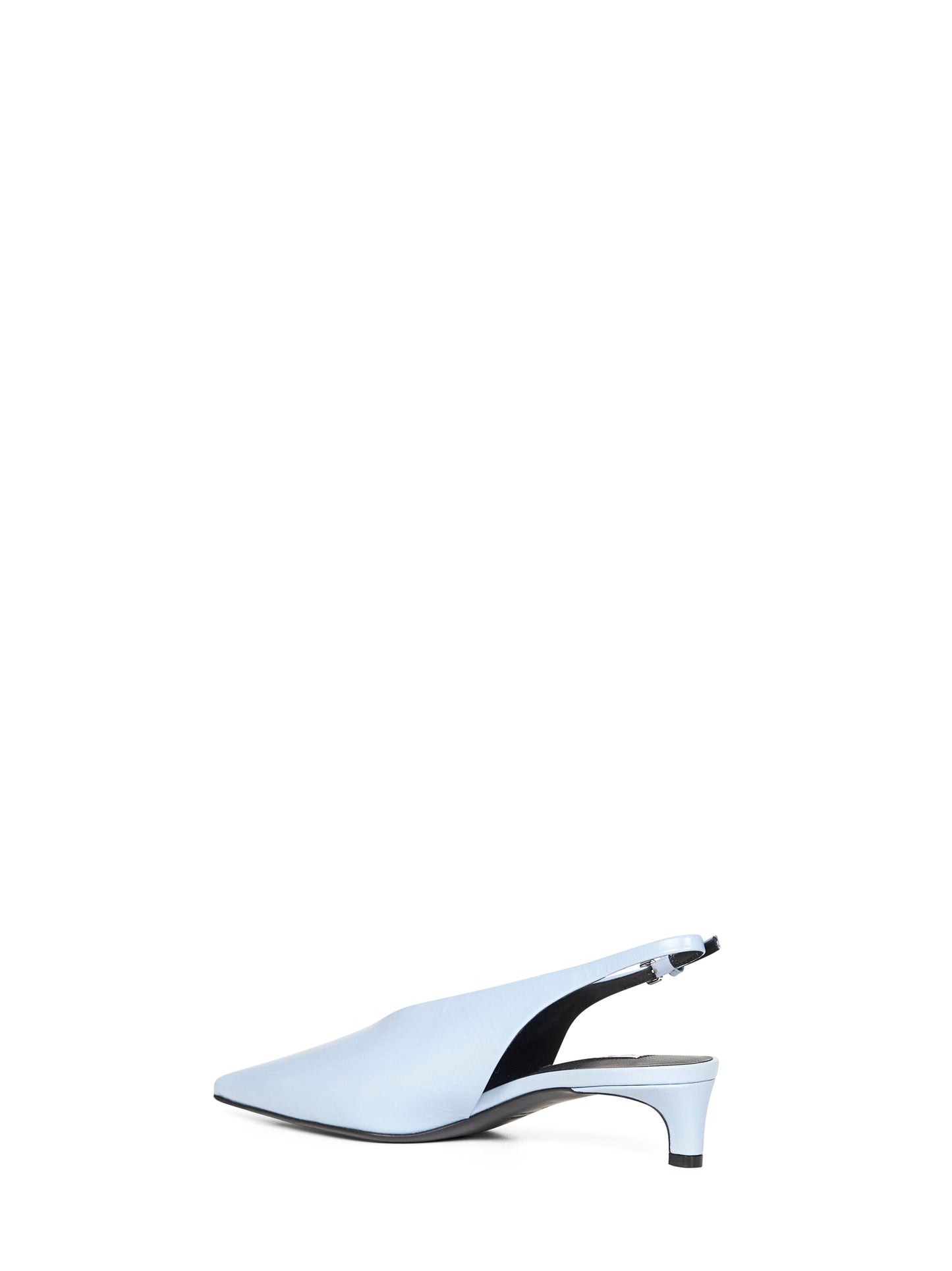 Décolleté slingback a punta in pelle azzurro polvere