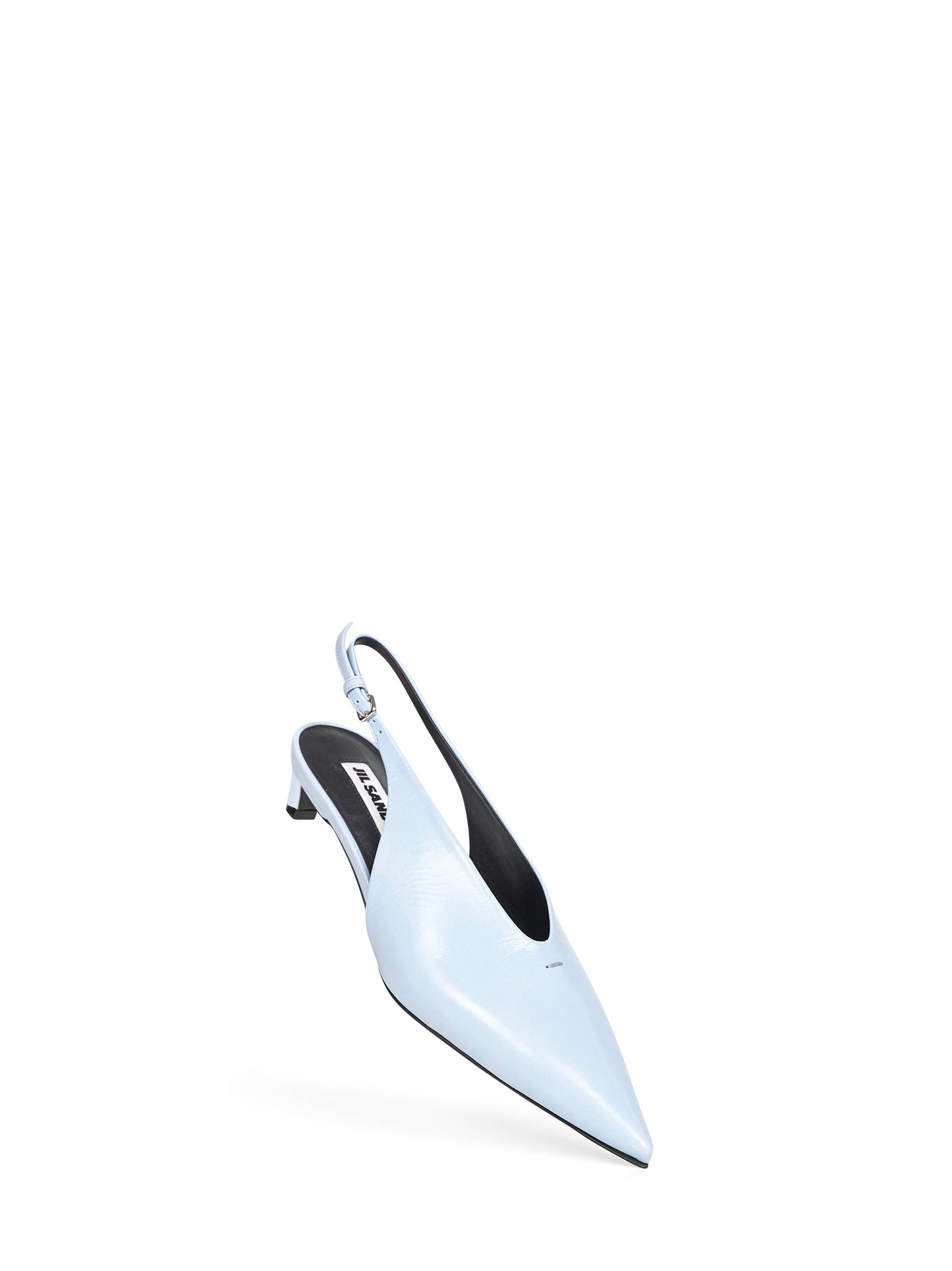 Décolleté slingback a punta in pelle azzurro polvere