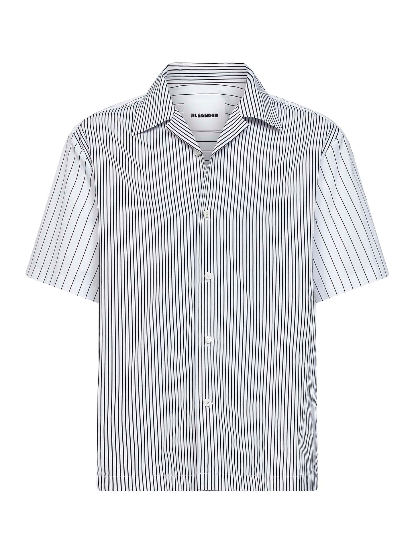 Striped cotton short-sleeved shirt
