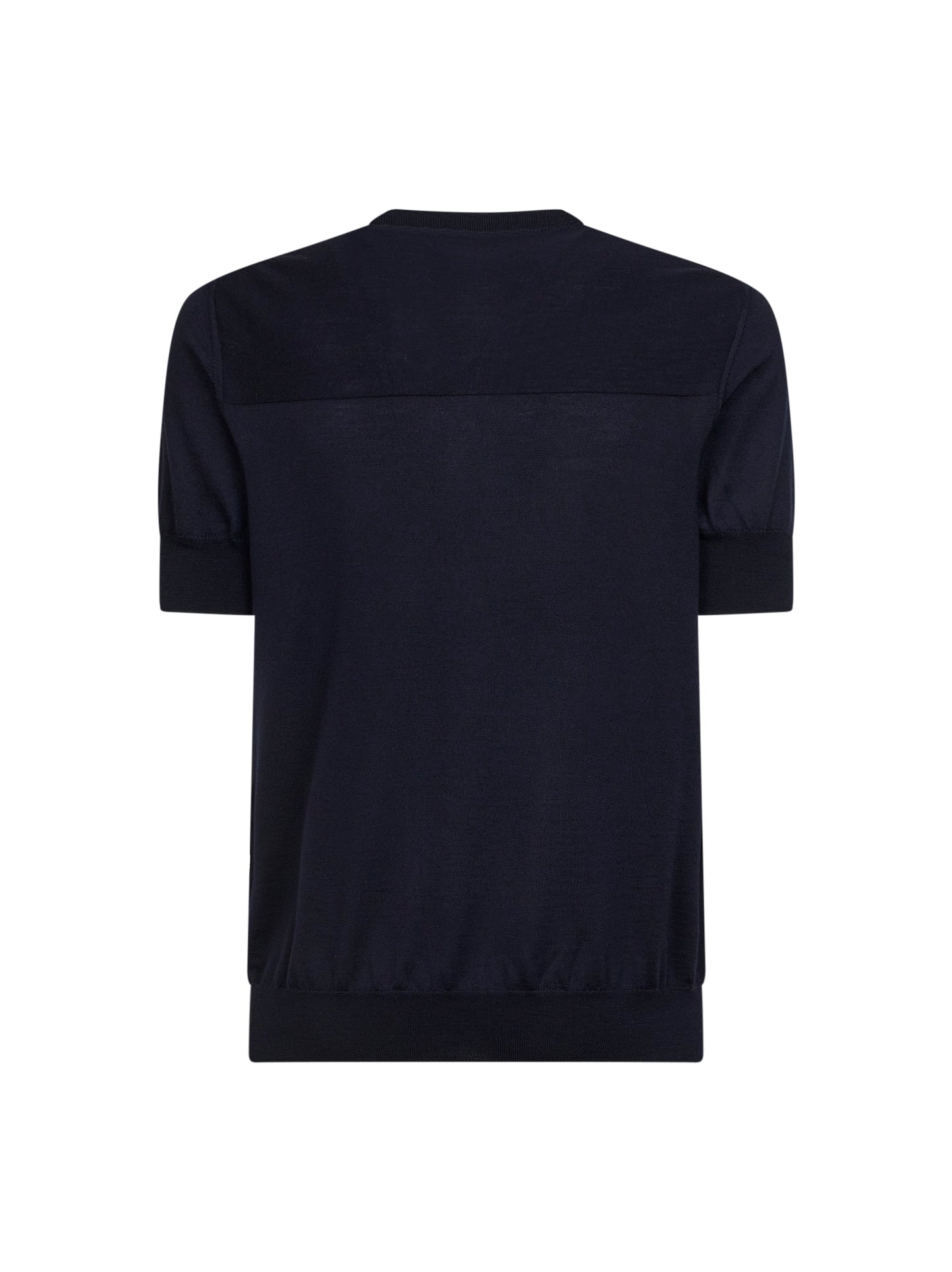 Blue wool knit short-sleeved sweater