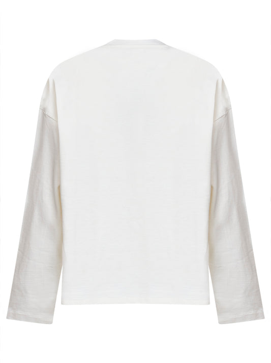 Porcelain stiff cotton jersey logo T-shirt