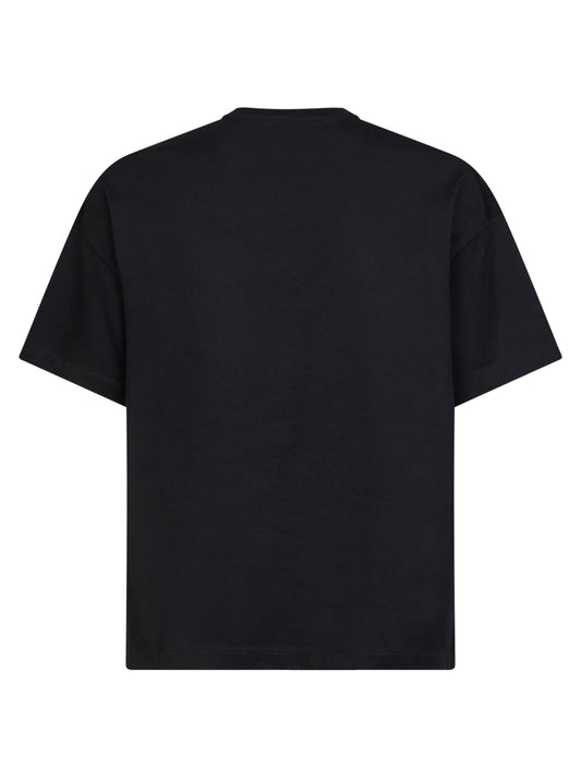T-shirt in jersey di cotone leggero nero con logo