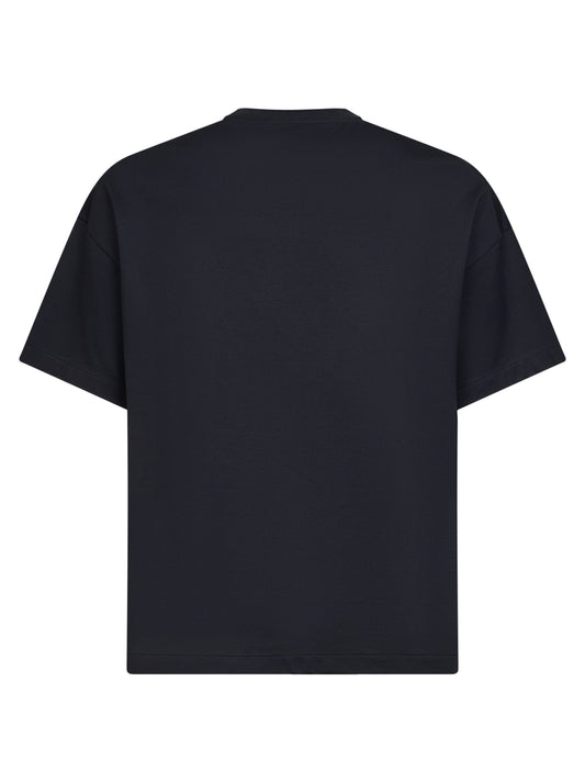 T-shirt in jersey di cotone leggero blu con logo