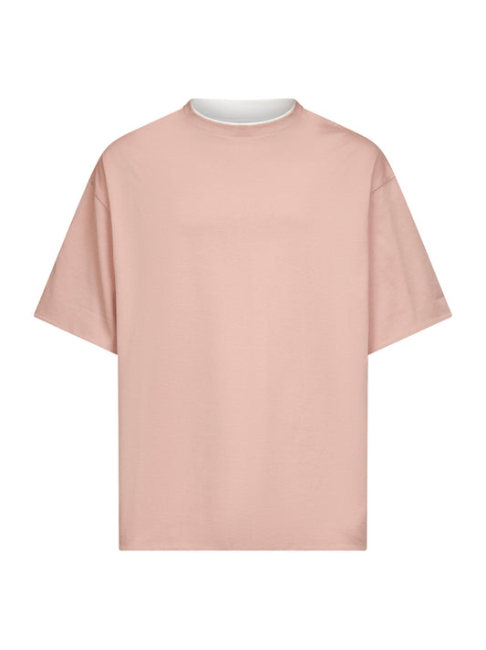 Two-tone compact jersey reversible T-shirt