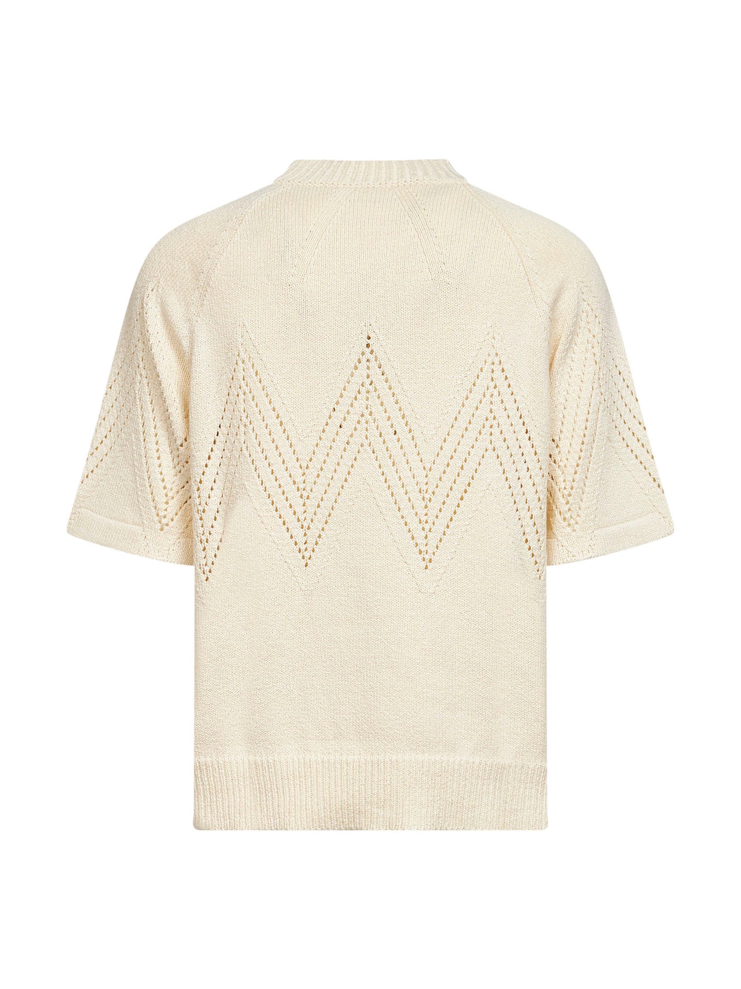 Maglia in cotone avorio con motivo pointelle