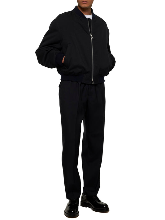 Pantaloni affusolati in gabardina blu