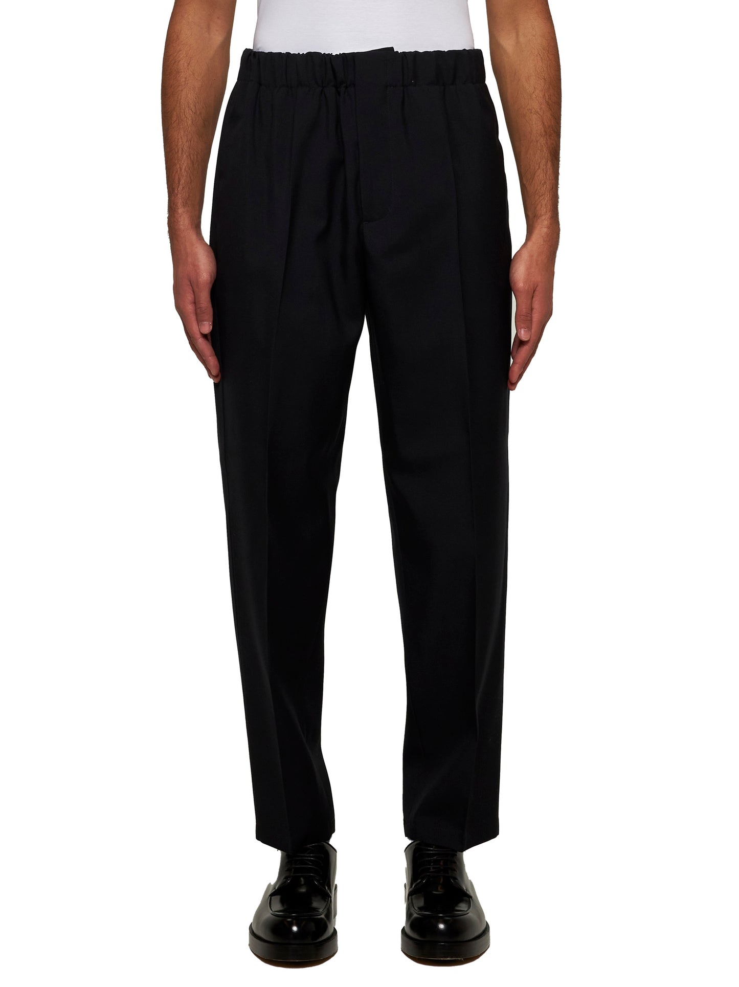 Blue gabardine tapered trousers