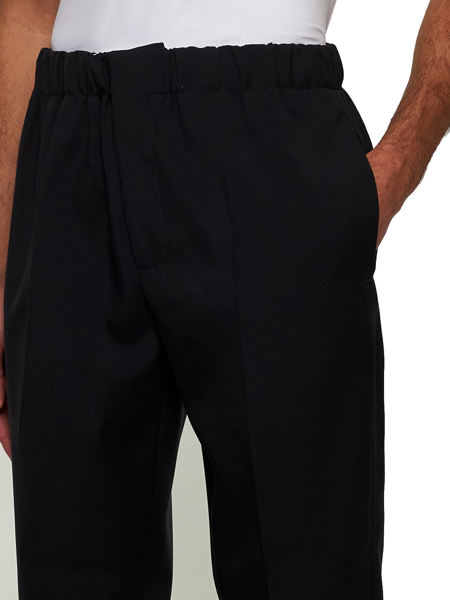 Blue gabardine tapered trousers