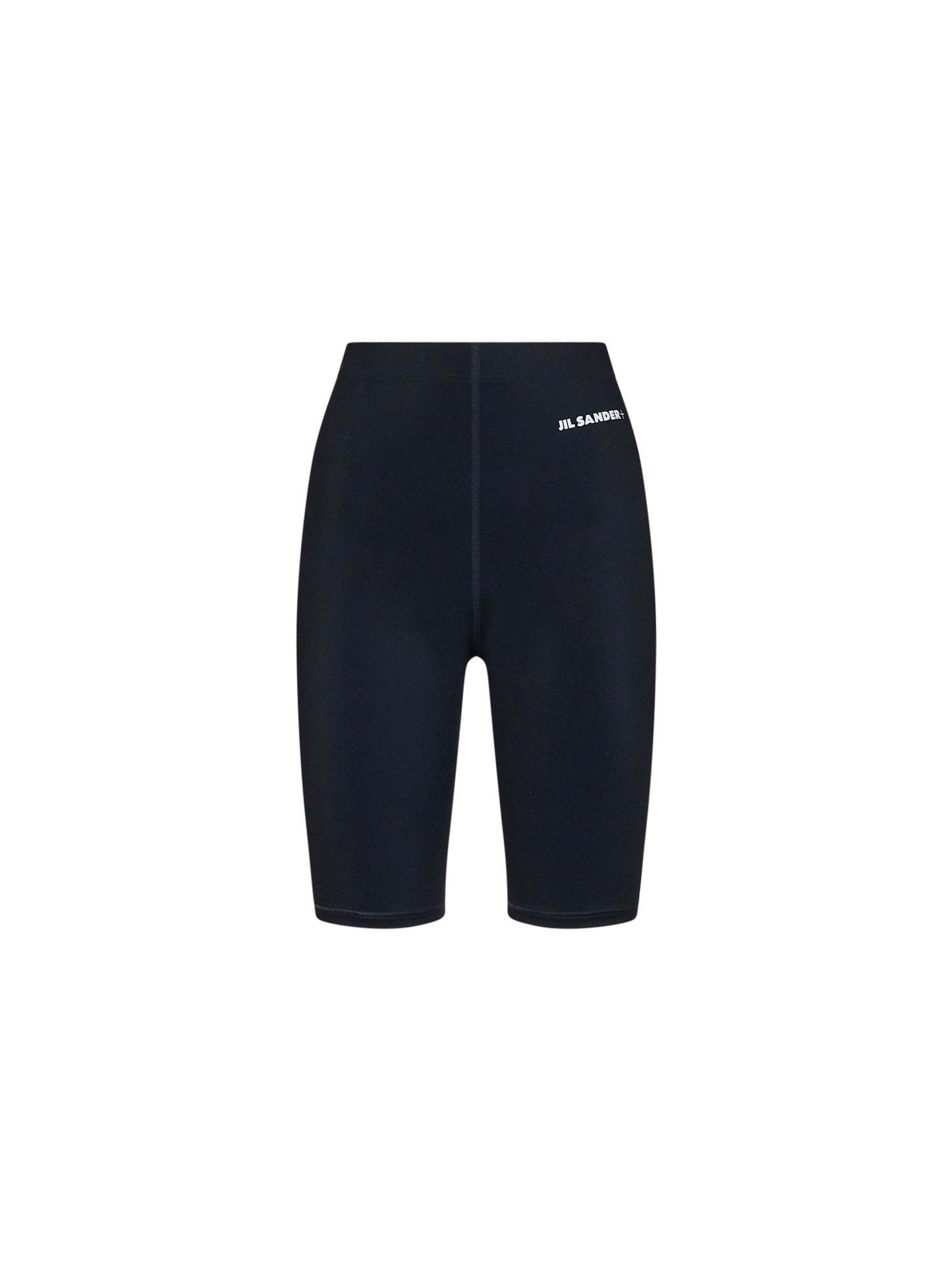 Shorts biker in jersey di cotone nero con logo