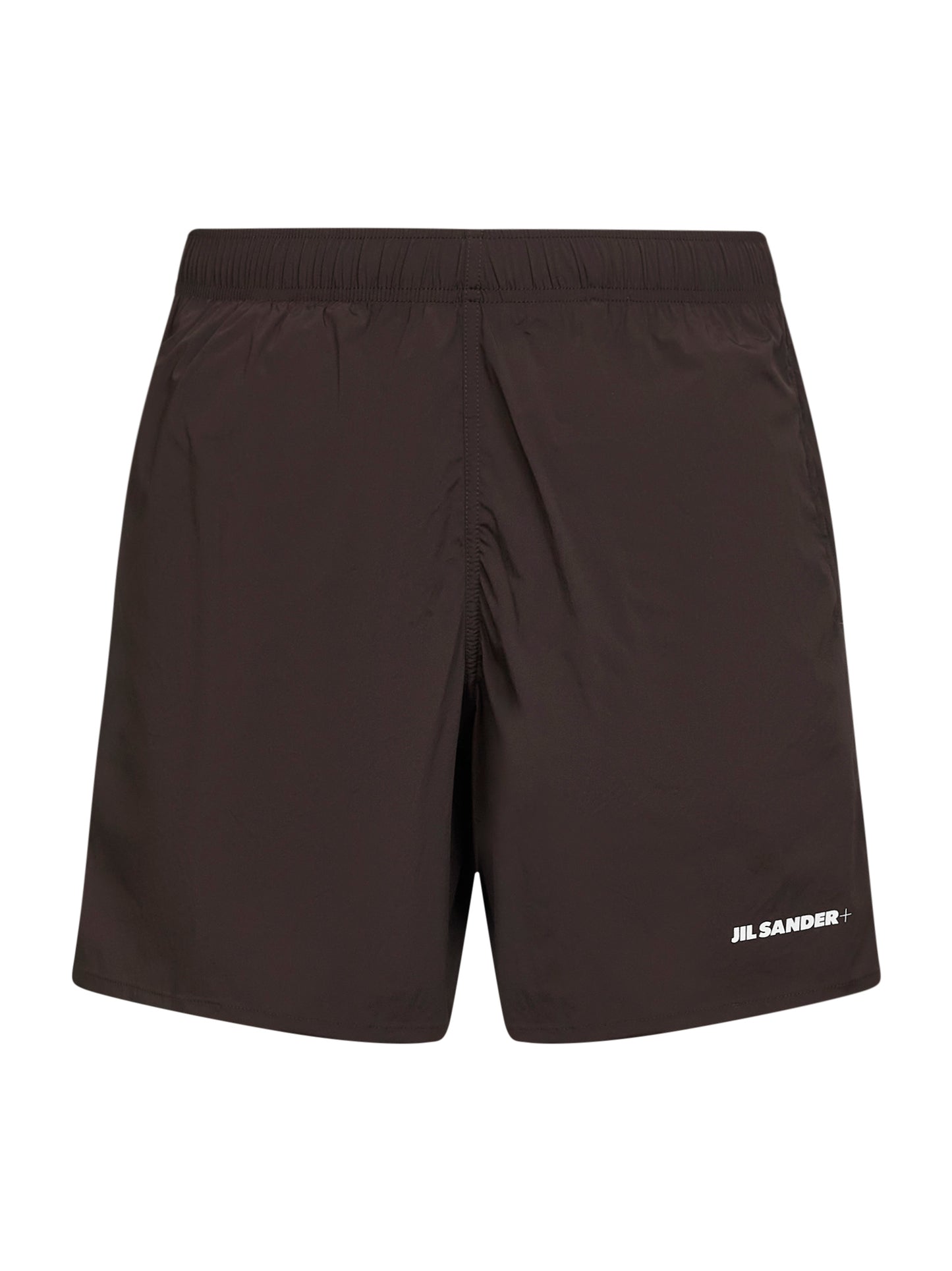 Brown stretch nylon logo swim shorts