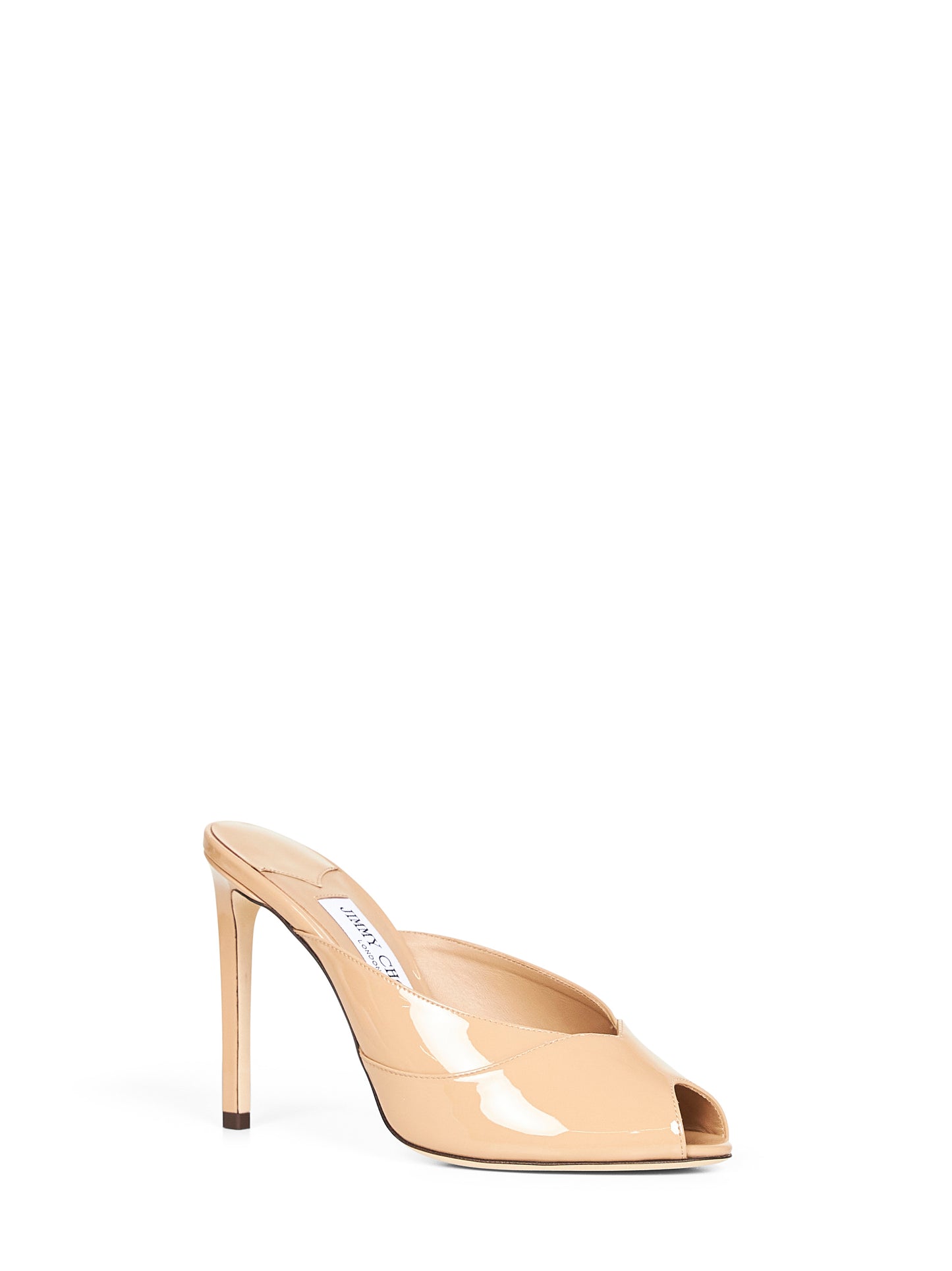 Beige patent leather Brigitte 100 mules