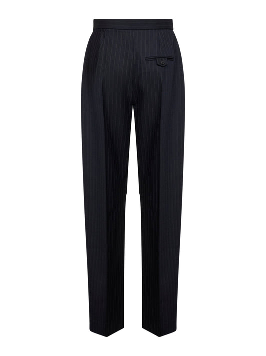 Navy blue pinstriped stretch wool Jude trousers