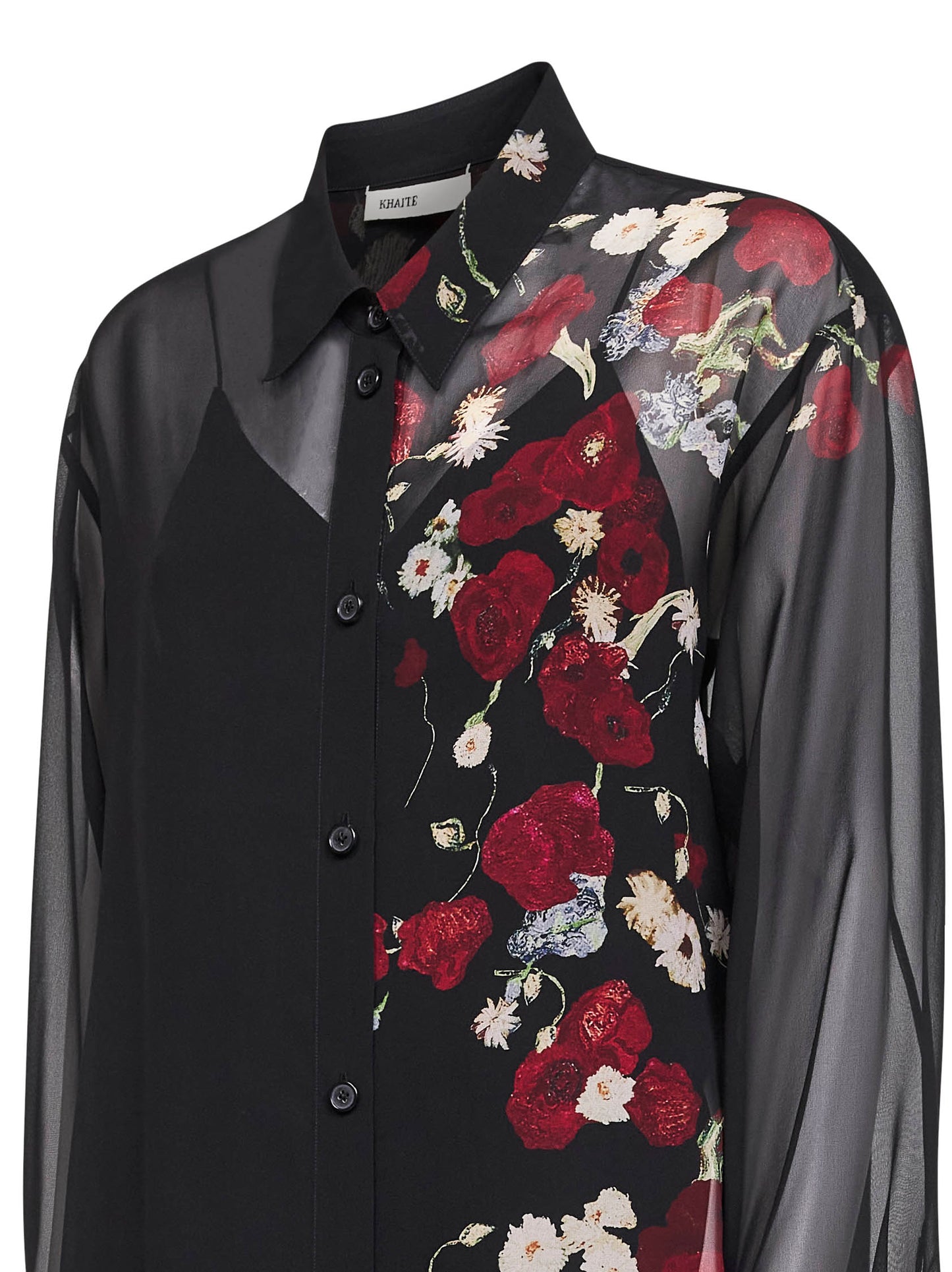 Abito midi Gloria in chiffon stampato nero