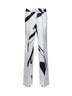White and black printed silk trousers
