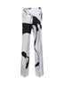 White and black printed silk trousers