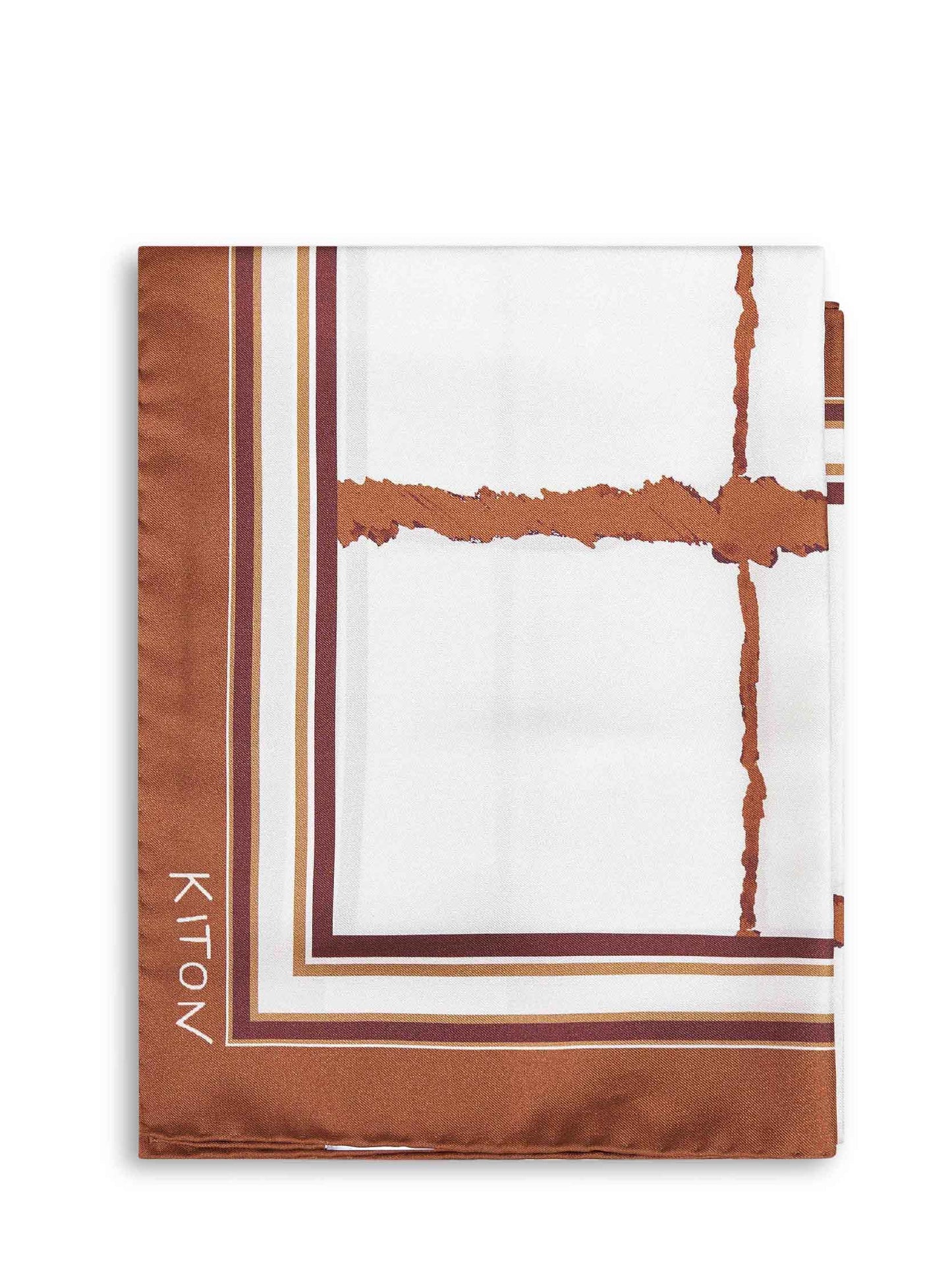 Foulard in twill di seta stampato cuoio