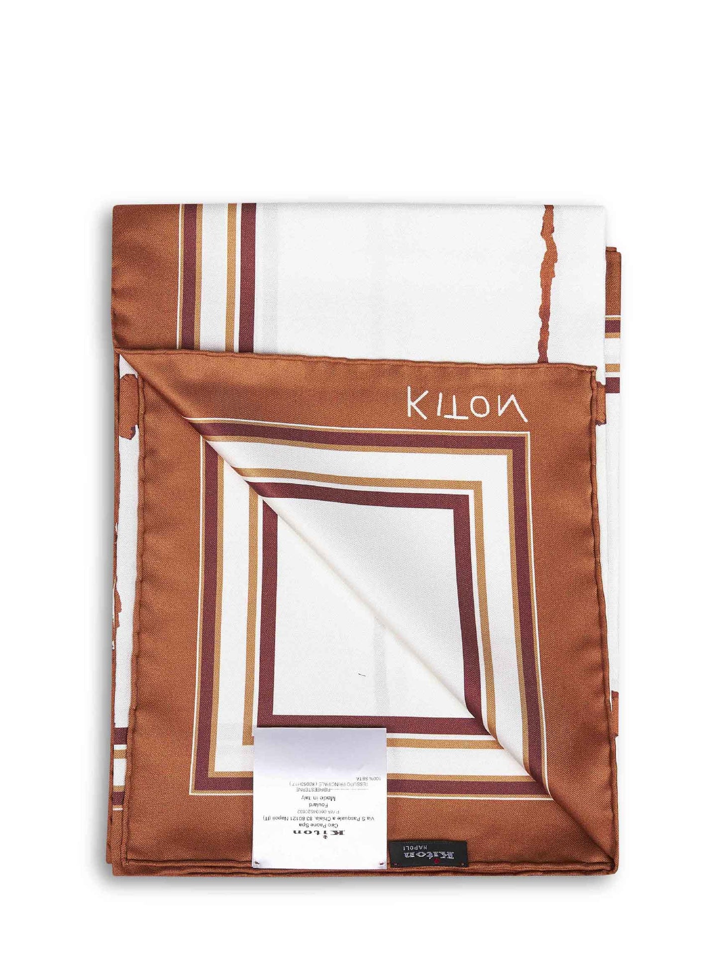 Foulard in twill di seta stampato cuoio