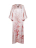 Light pink printed silk long kimono dress