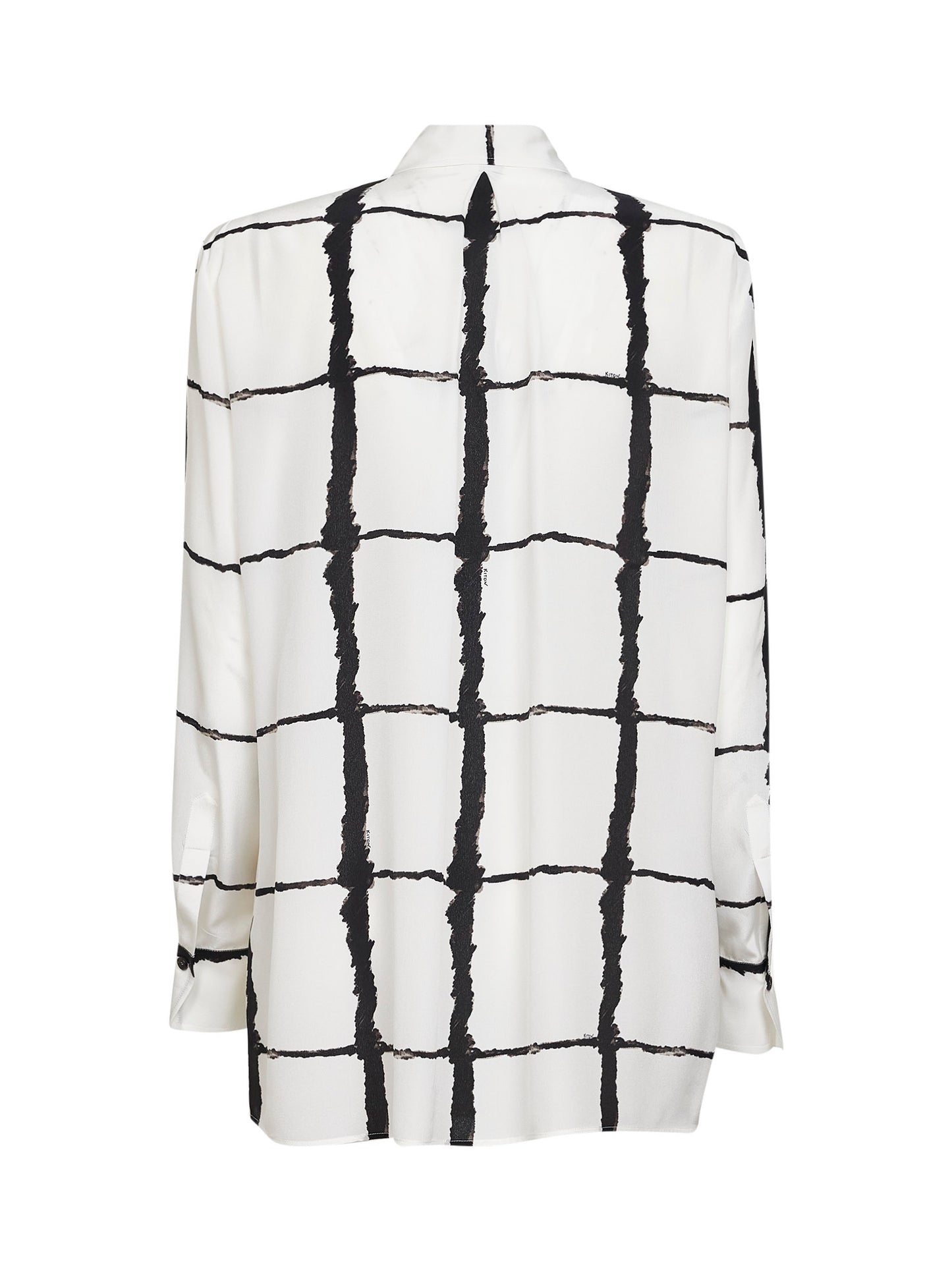 White and black printed silk satin shirt