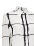 White and black printed silk satin shirt