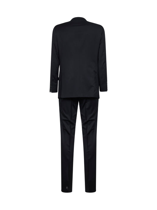 Navy blue virgin wool double-breasted suit