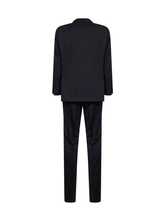 Navy blue virgin wool single-breasted suit