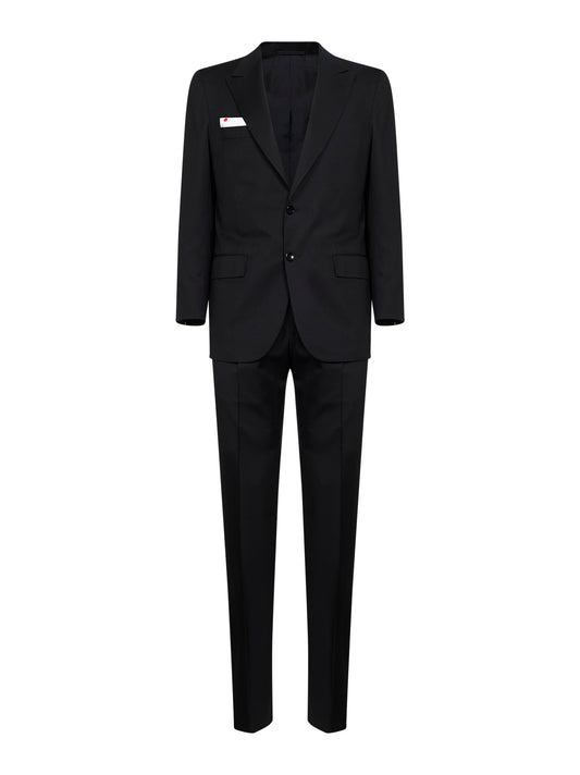 Black virgin wool single-breasted suit