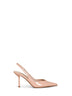 Nude pink vinyl Vivienne 80 mm slingback pumps