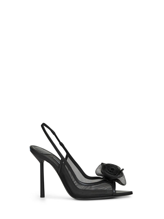 Black mesh Rose 100 slingback pumps