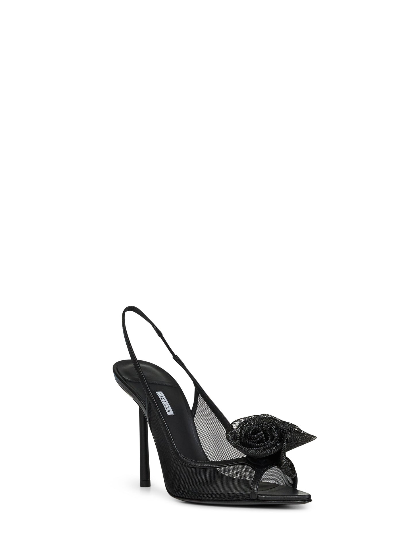 Black mesh Rose 100 slingback pumps