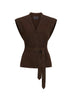 Casula con cintura in twill di cotone cacao