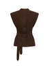 Casula con cintura in twill di cotone cacao