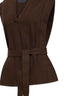 Casula con cintura in twill di cotone cacao