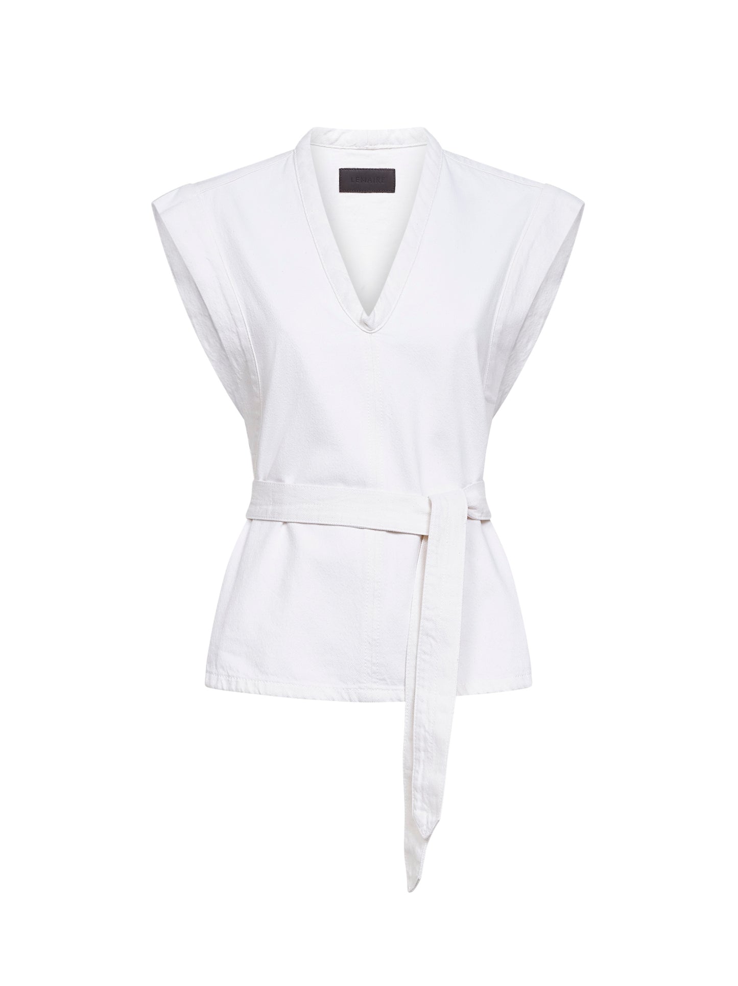 Milk bleached denim belted chasuble