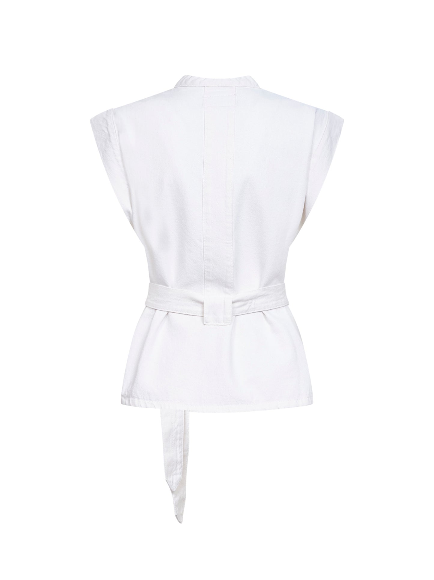 Milk bleached denim belted chasuble