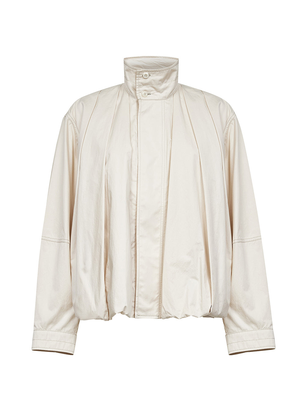 Blouson a pieghe in raso di cotone leggero beige