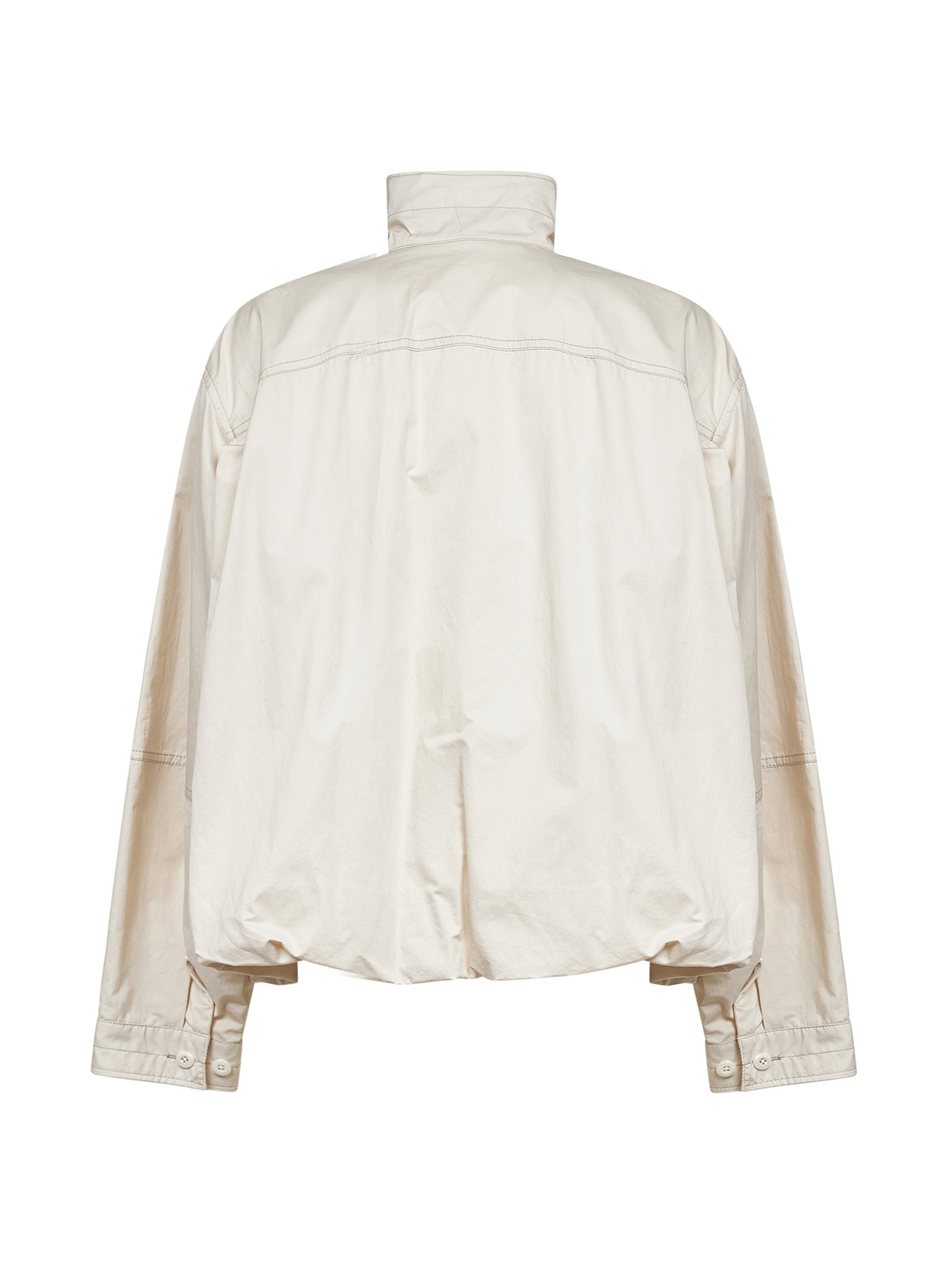 Blouson a pieghe in raso di cotone leggero beige
