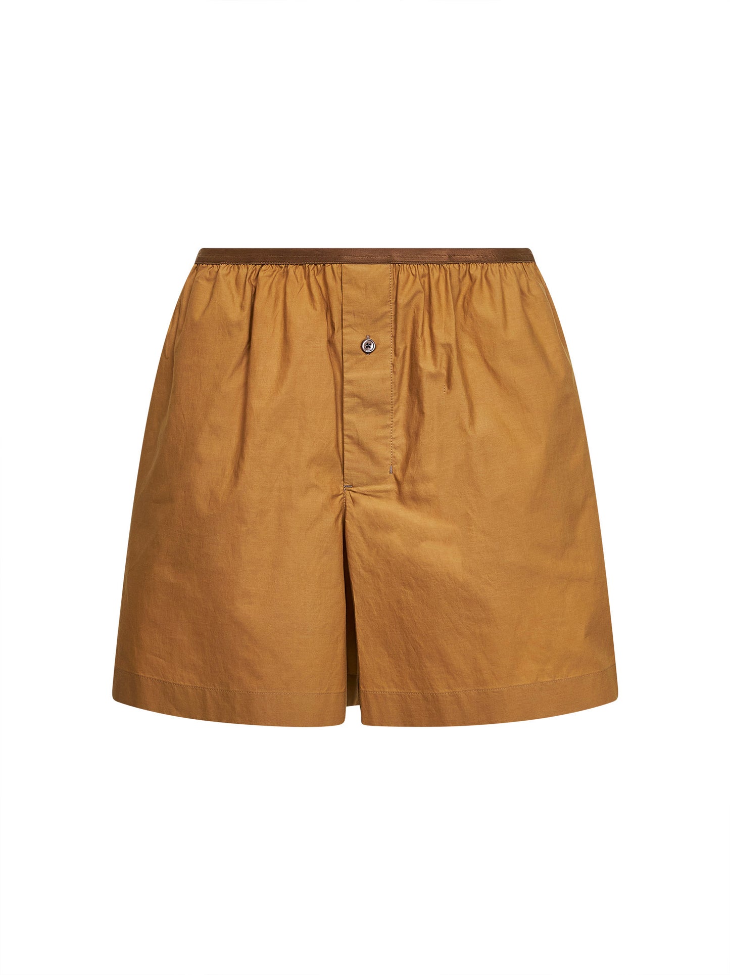 Shorts stile boxer in cotone e seta lavato cumino