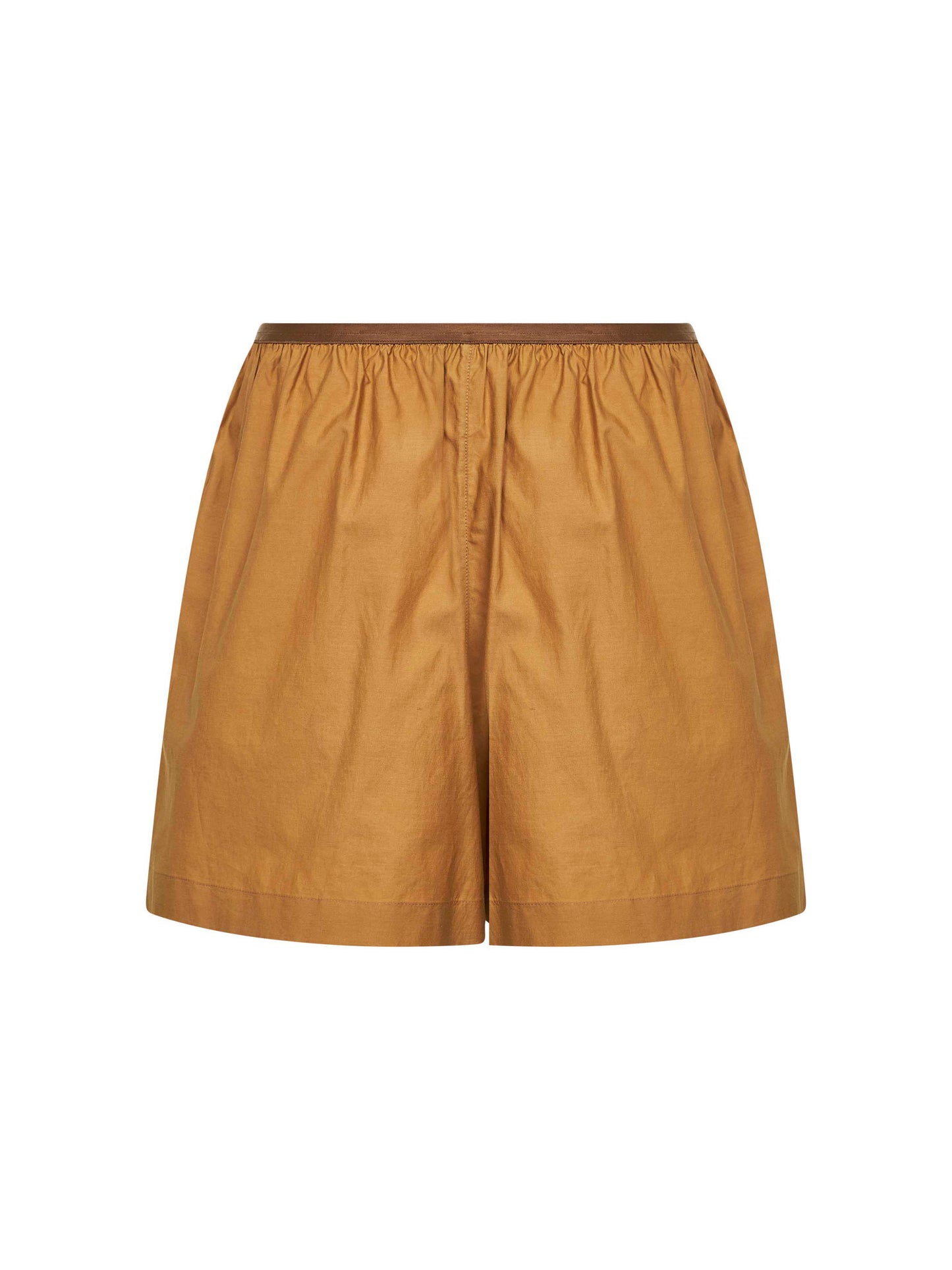Shorts stile boxer in cotone e seta lavato cumino