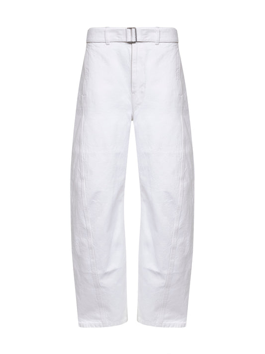 Pantaloni Twisted con cintura in denim latte