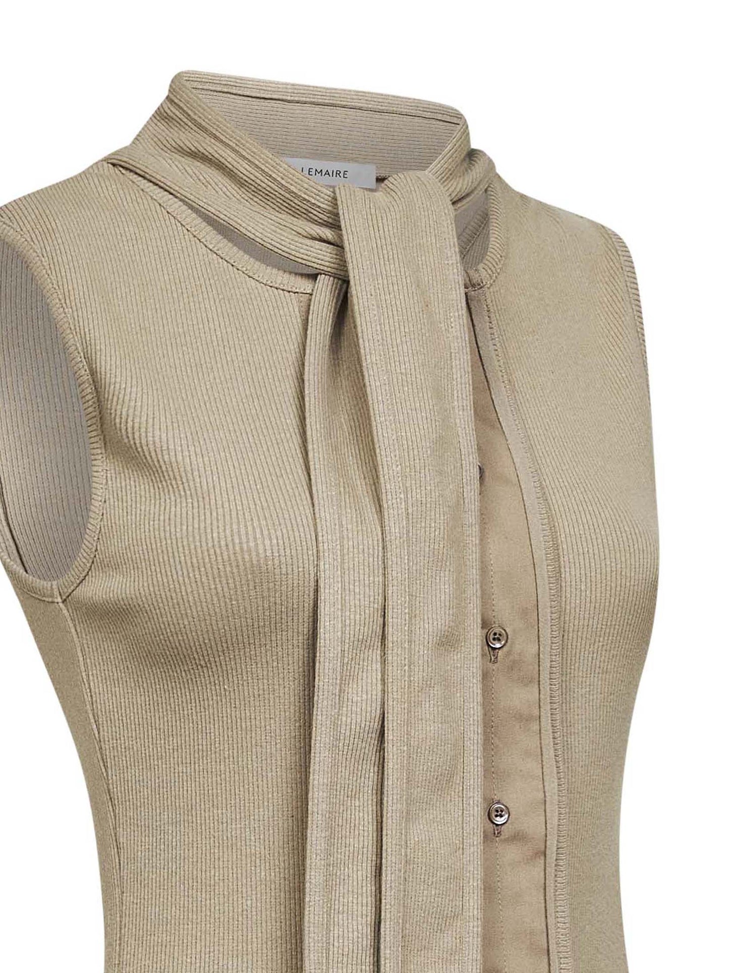 Top asimmetrico aderente in jersey a costine salvia