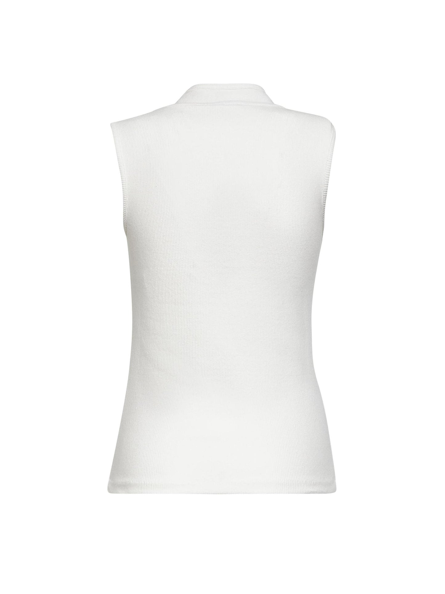 Top asimmetrico aderente in jersey a costine latte