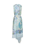 Light blue floral silk wrap midi dress