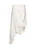 Gonna midi asimmetrica drappeggiata in cupro bianco sporco