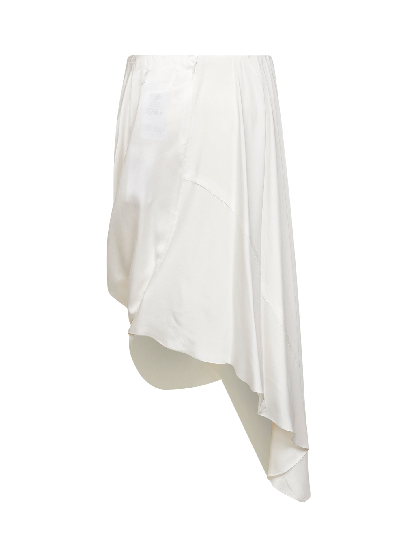 Gonna midi asimmetrica drappeggiata in cupro bianco sporco
