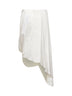 Gonna midi asimmetrica drappeggiata in cupro bianco sporco