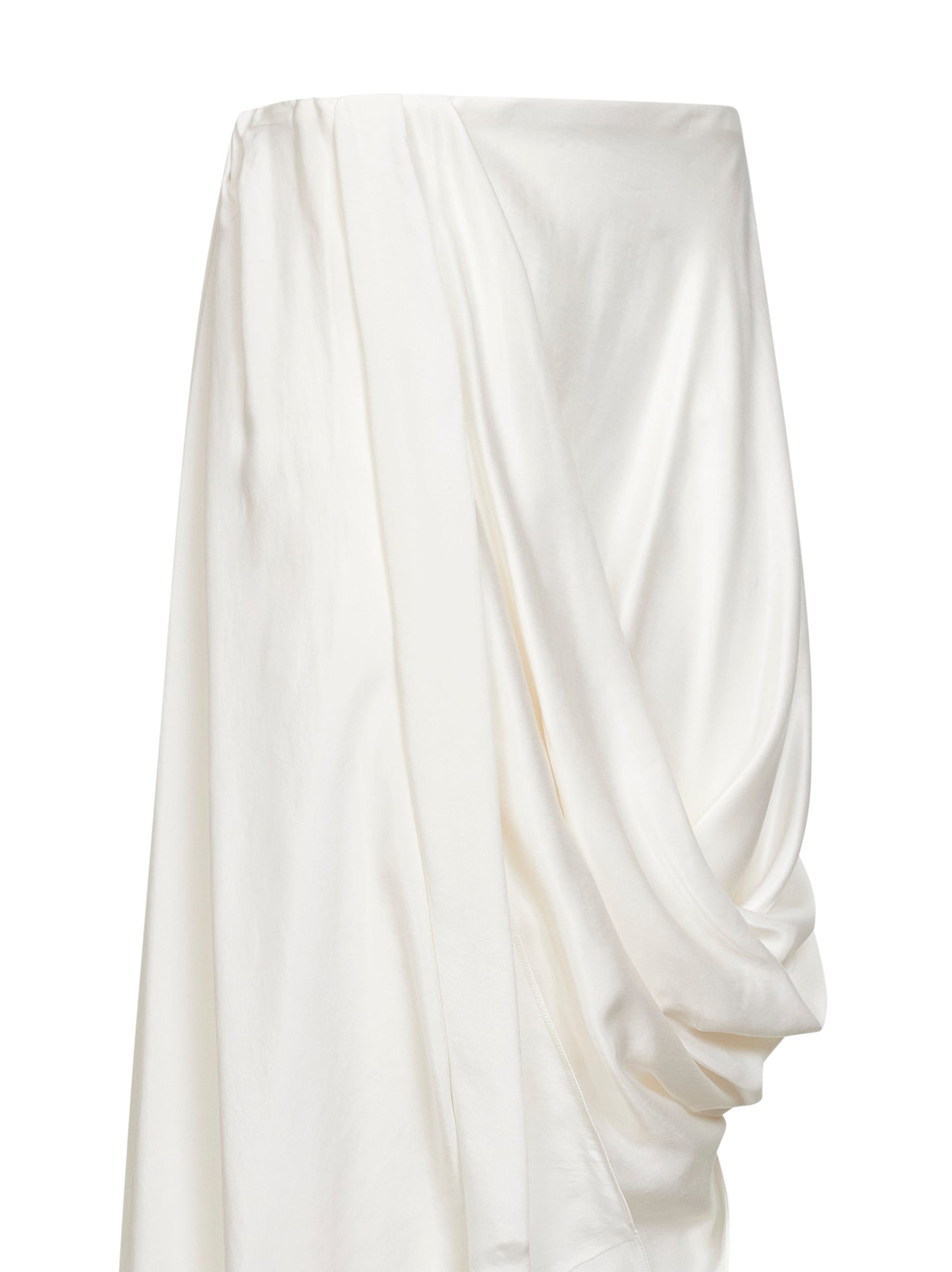 Gonna midi asimmetrica drappeggiata in cupro bianco sporco