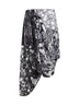 Printed silk asymmetric draped midi skirt