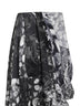 Printed silk asymmetric draped midi skirt